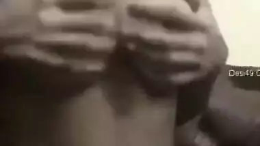 Sweet Indian girl plays with perfect XXX breasts during video call