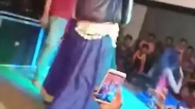 Two slim Desi teens seductively dance during XXX show under the tent