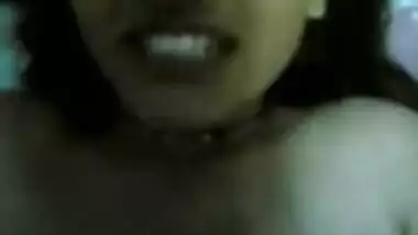 Shy girl enjoying boobs sucking by her boyfriend