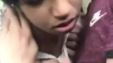 Skinny Paki chick gags on boyfriend's erect XXX fuckstick in his car